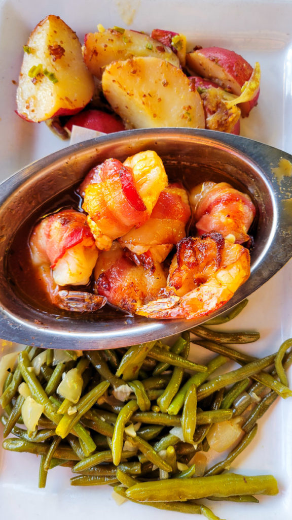 plate of bacon wrapped shrimp