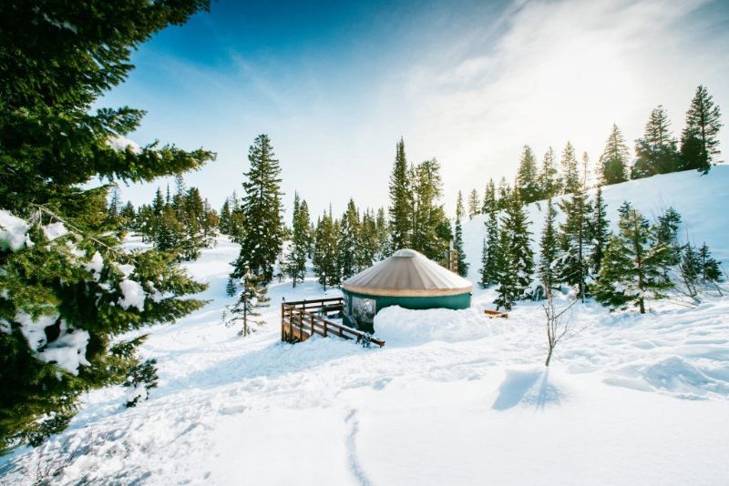  yurts in snowy mountains
