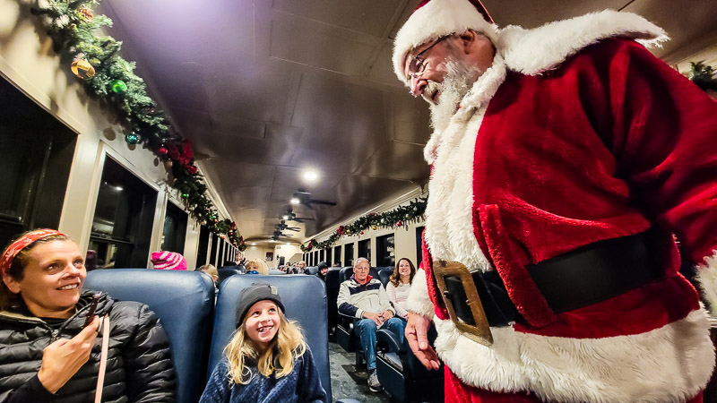 santa greeting girl on The Polar Express, Bryson City