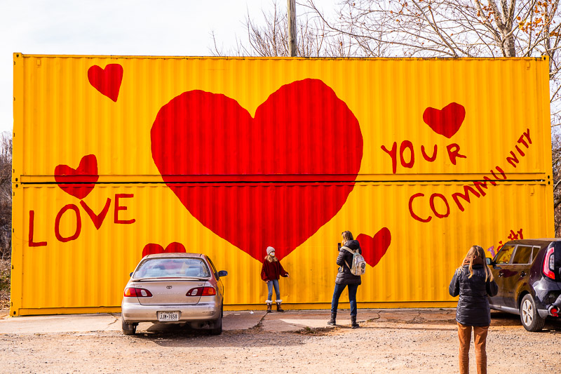 love heart mural on container
