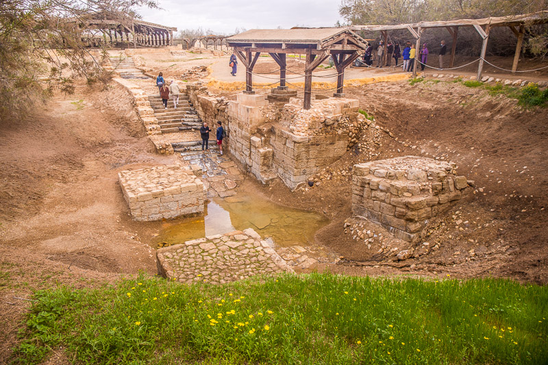 people standing at the place where jesus was pabtized