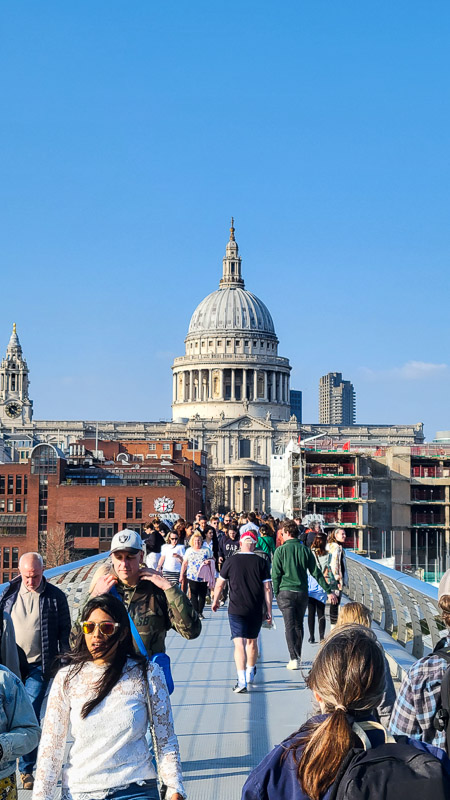 St PAuls cathedral dome from millennium bridge