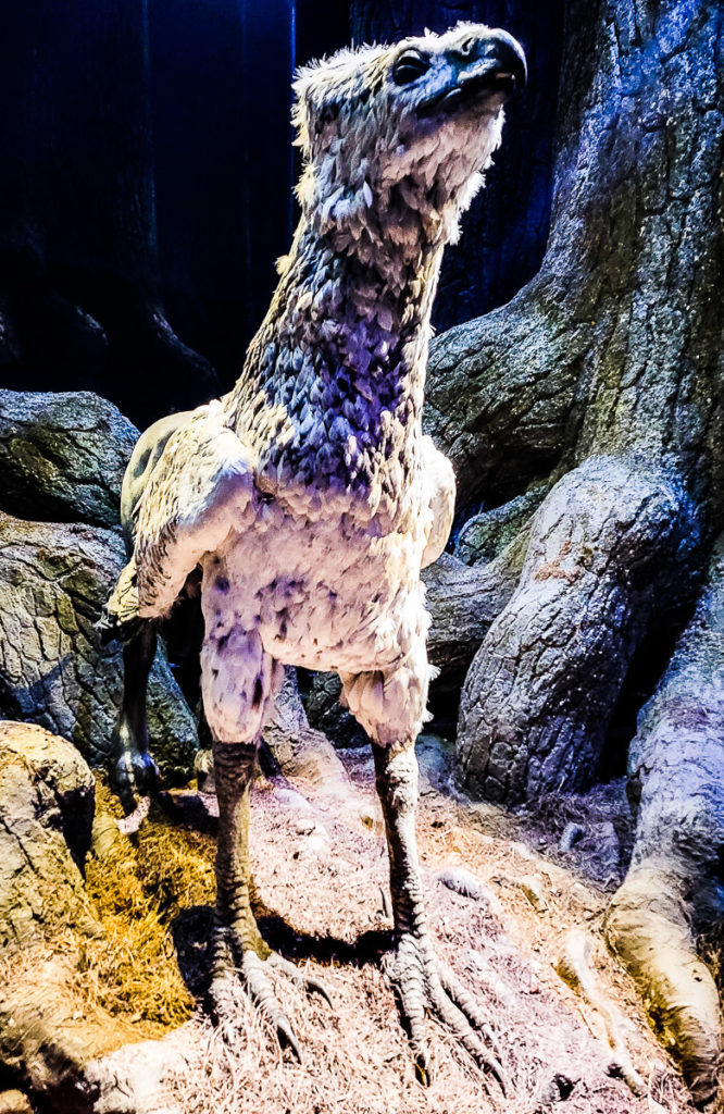 fake bird in a movie set of a forest