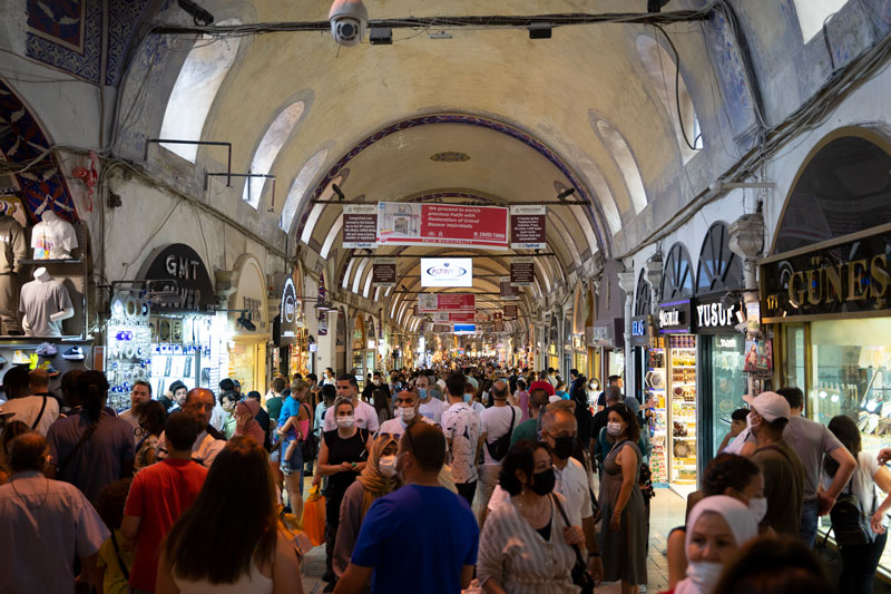 crowded indoor market place hall of the Grand Bazaar Istanbul
