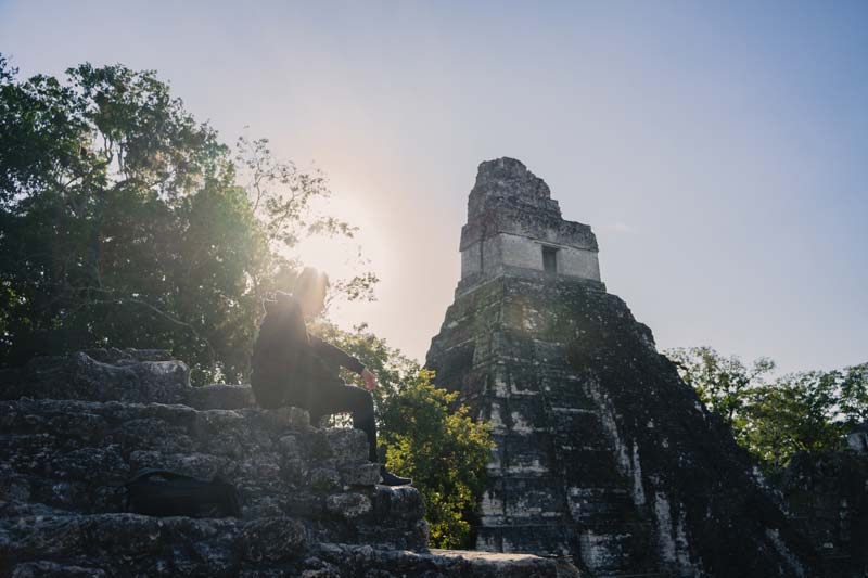 stone building of the Tikal Mayan Ruins in Guatemala