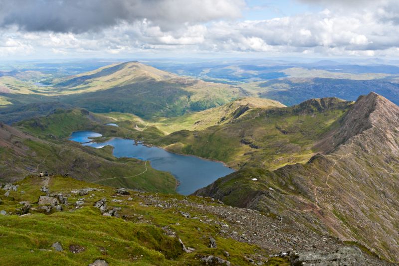 mountain view from the summit of Mt Snowdon in Snowdonia Wales