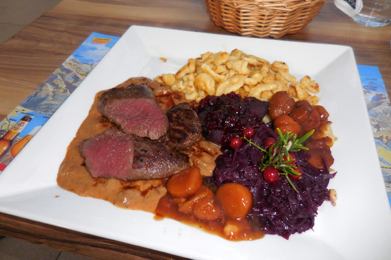 plate of venison and vegetables