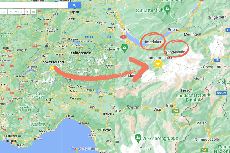 map showing where murren is in switzerland