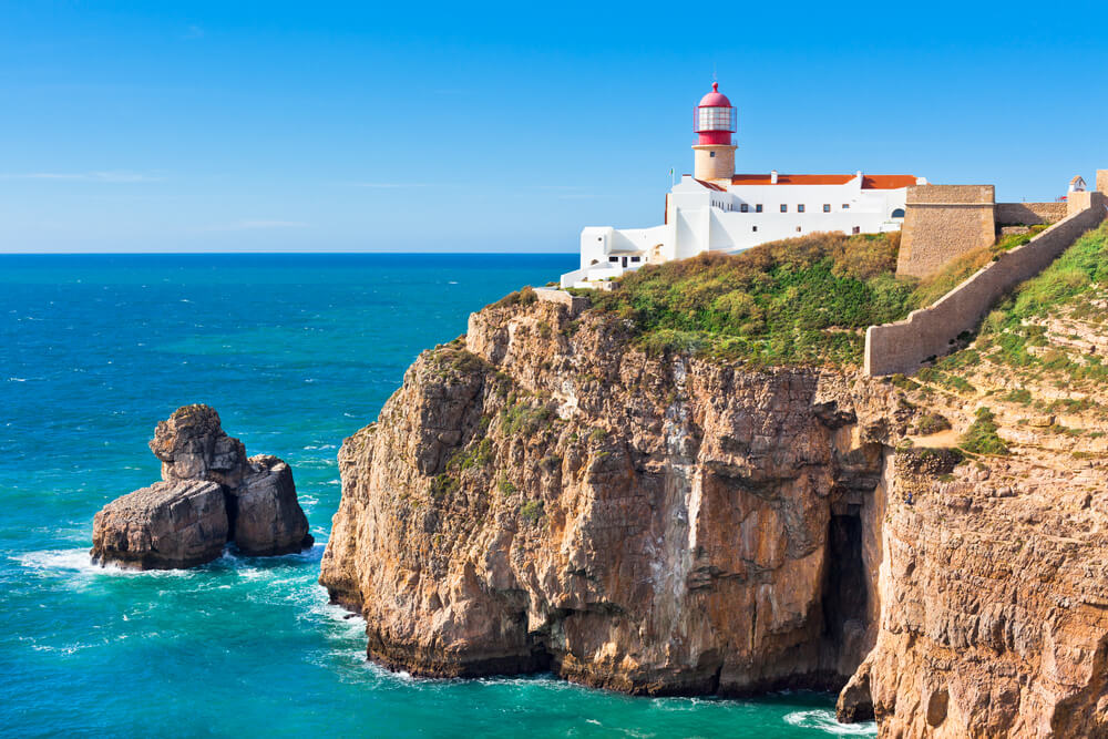 cabo de sao vicente lighthouse on the eduge of a cliff