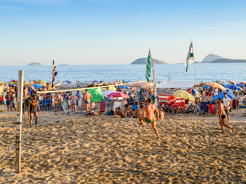 people playing Futevolei on the beach in Ipanema, Rio de Janeiro, Brazil