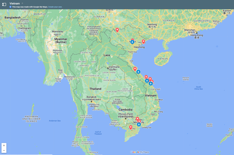 map of places to visit in vietnam