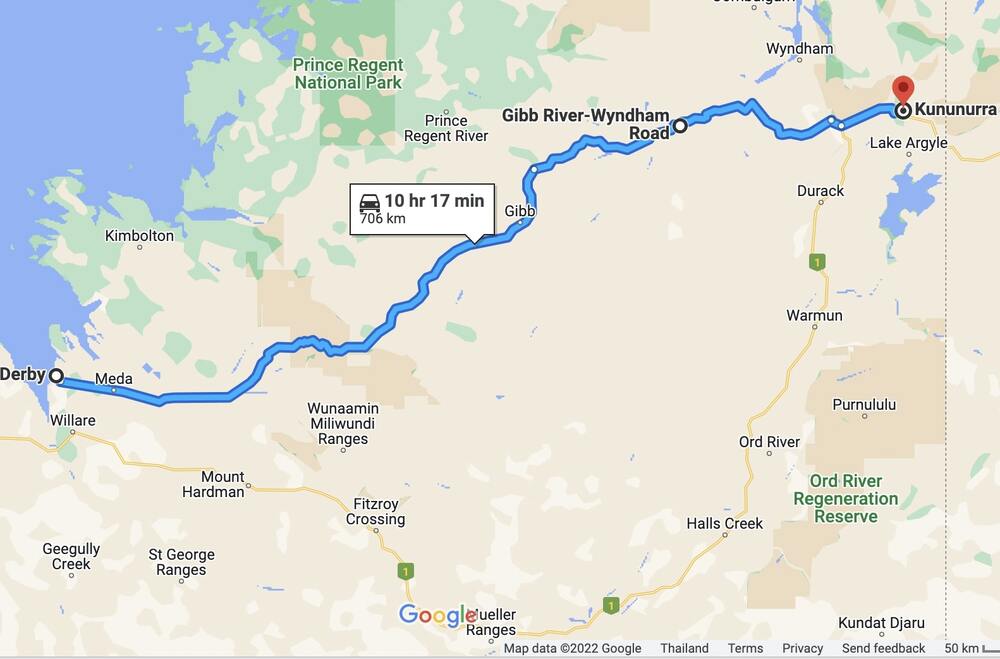 gibb river road map distance