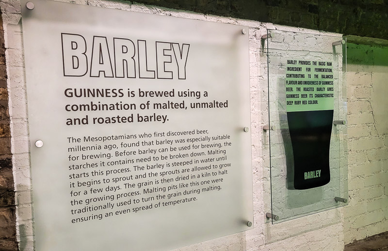 Sign inisde the Guinness Brewery in Dublin explaining the brewing process