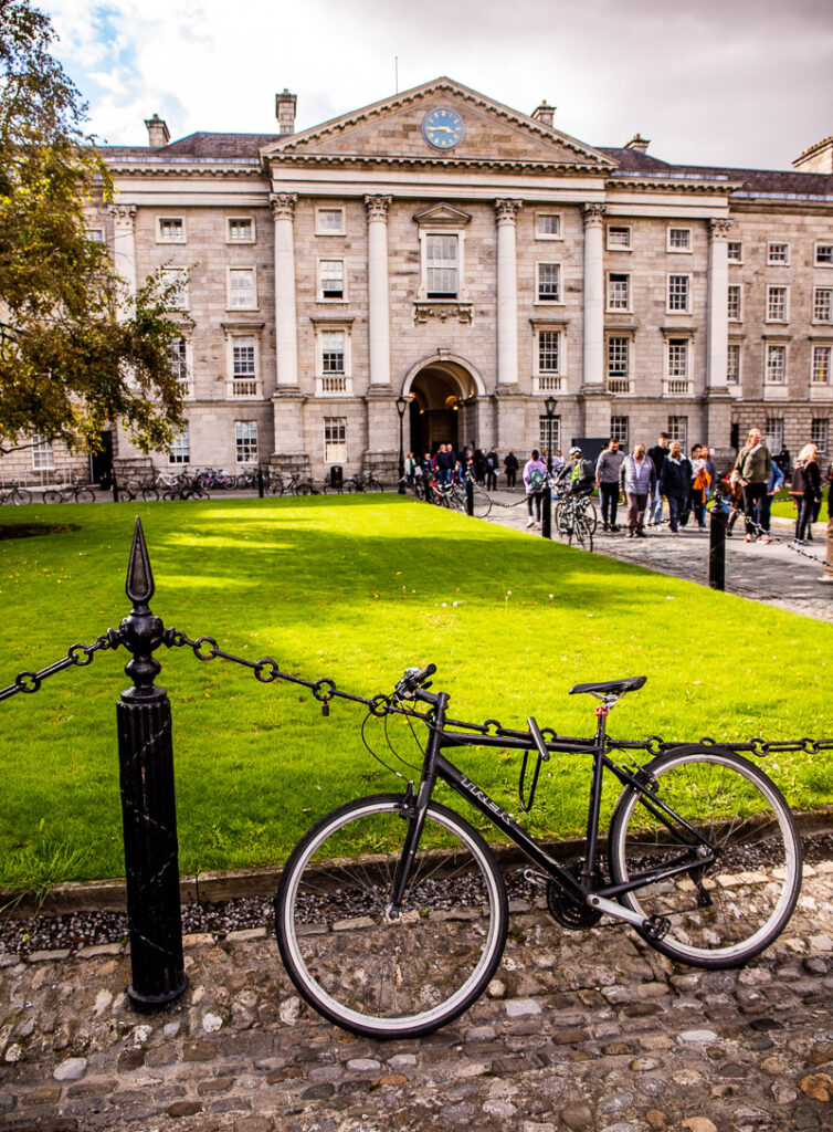 bike in front of trinity college