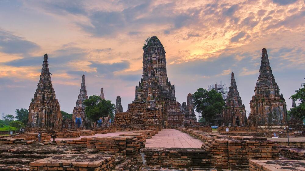 Ayutthaya ruins at sunset