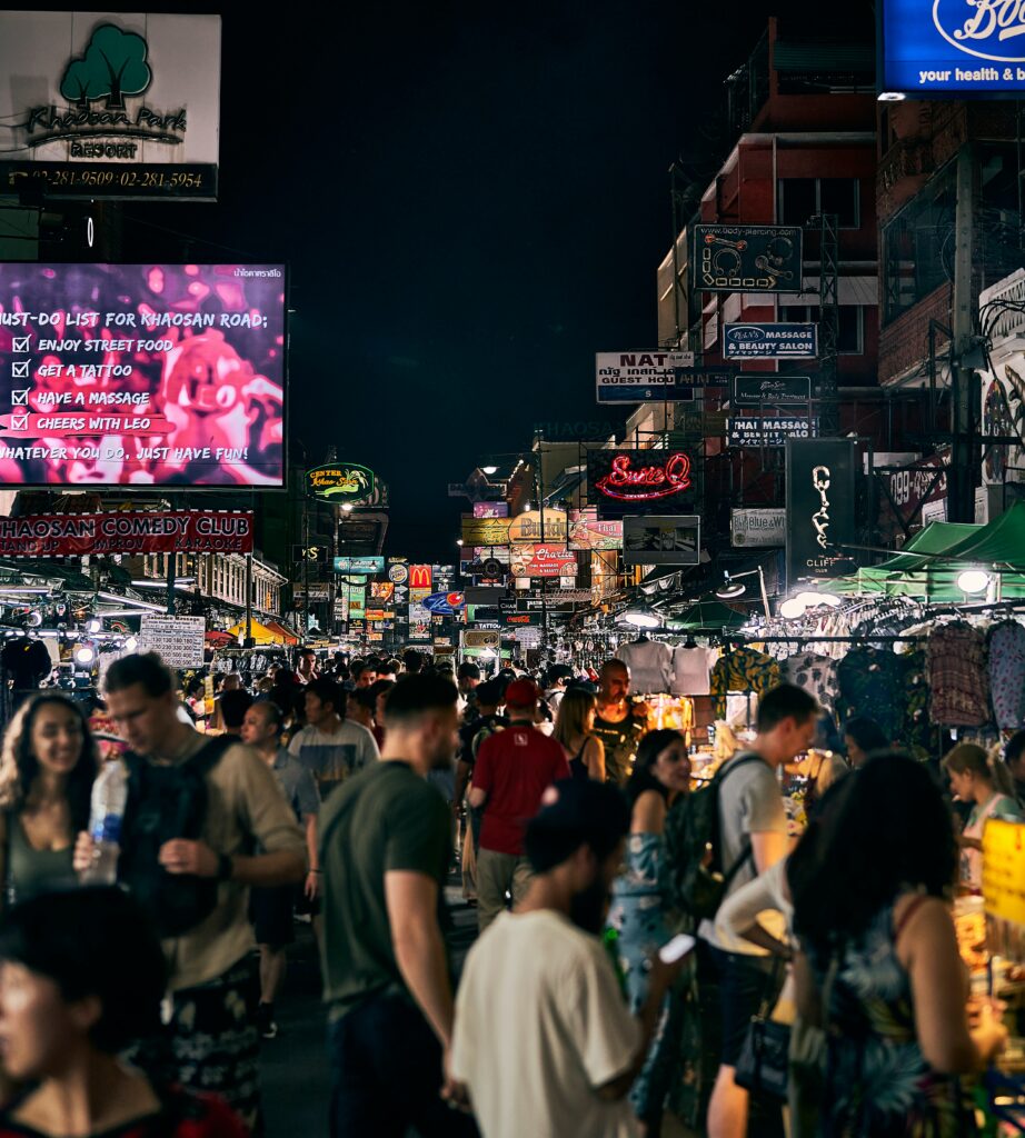 a crowded Khao San Road