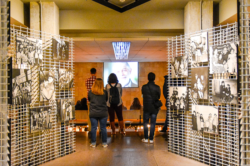 people looking at exhibits inside United States Holocaust Memorial Museum