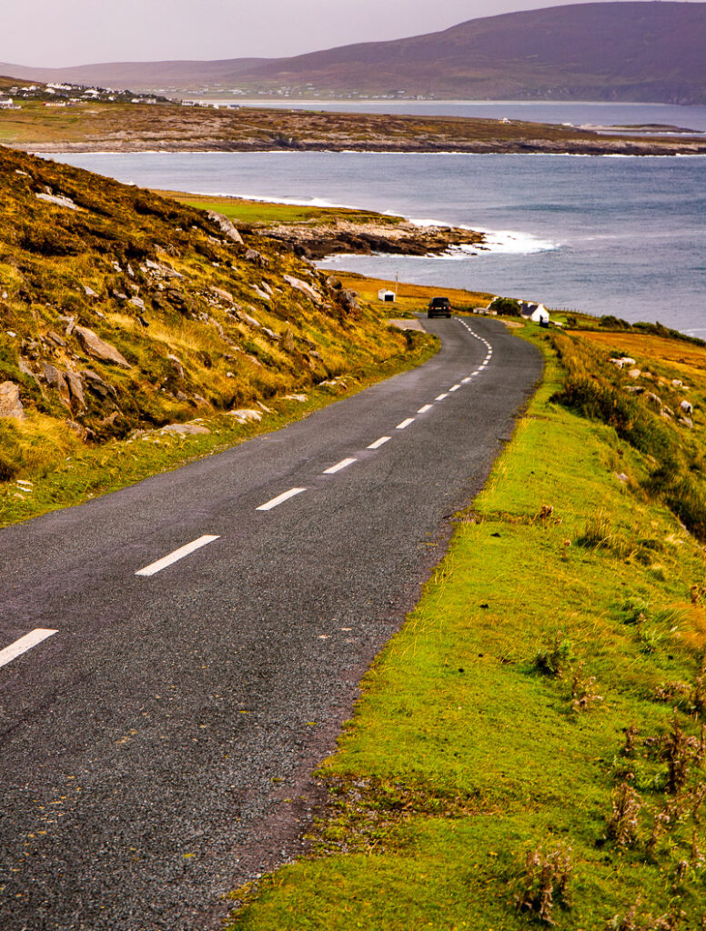 Coastal road on the edge of a bay