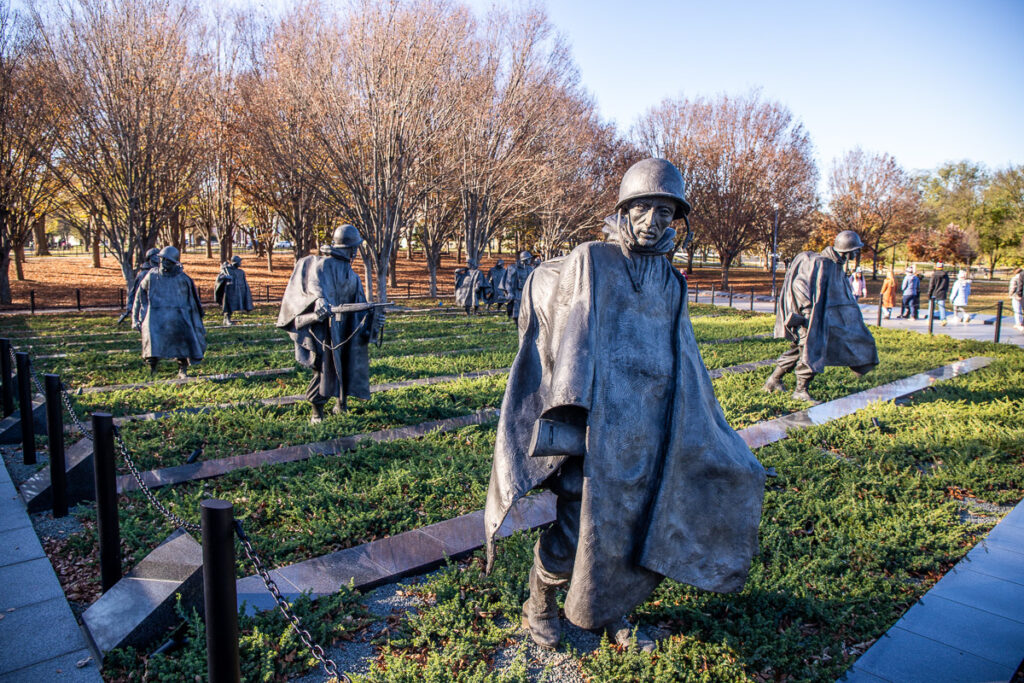Statues of men in a war memorial in DC