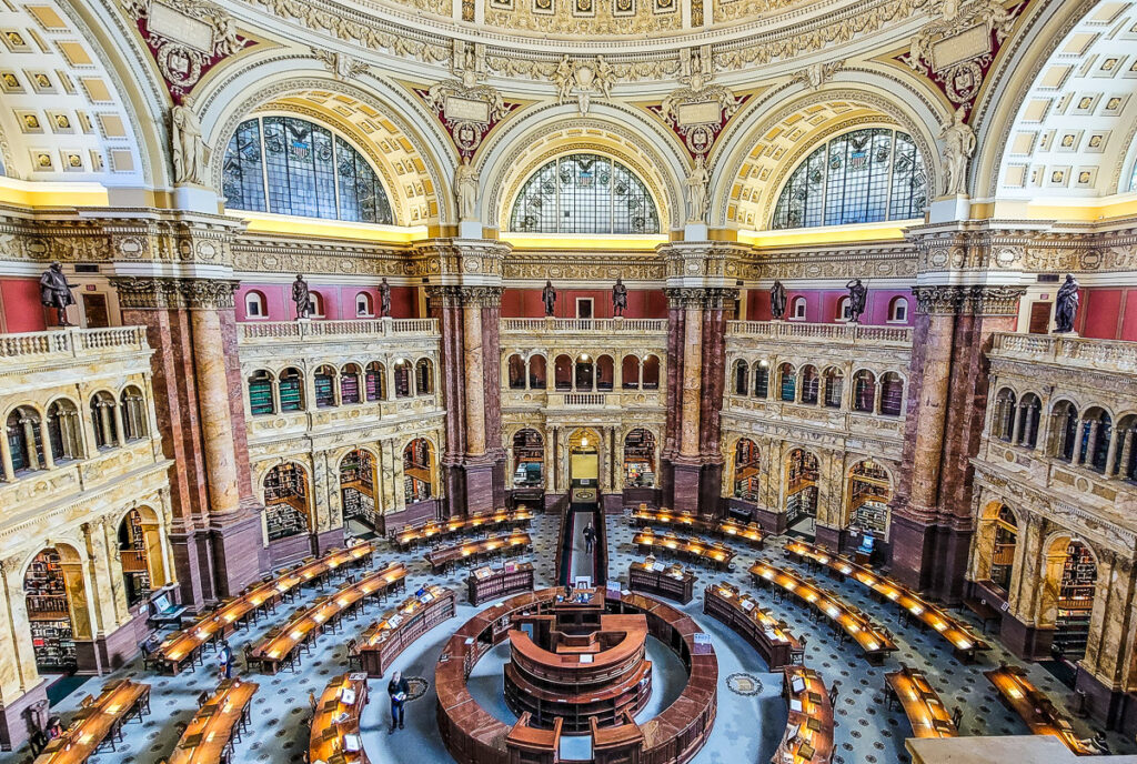 Beautiful lobby inside the Library of Congress