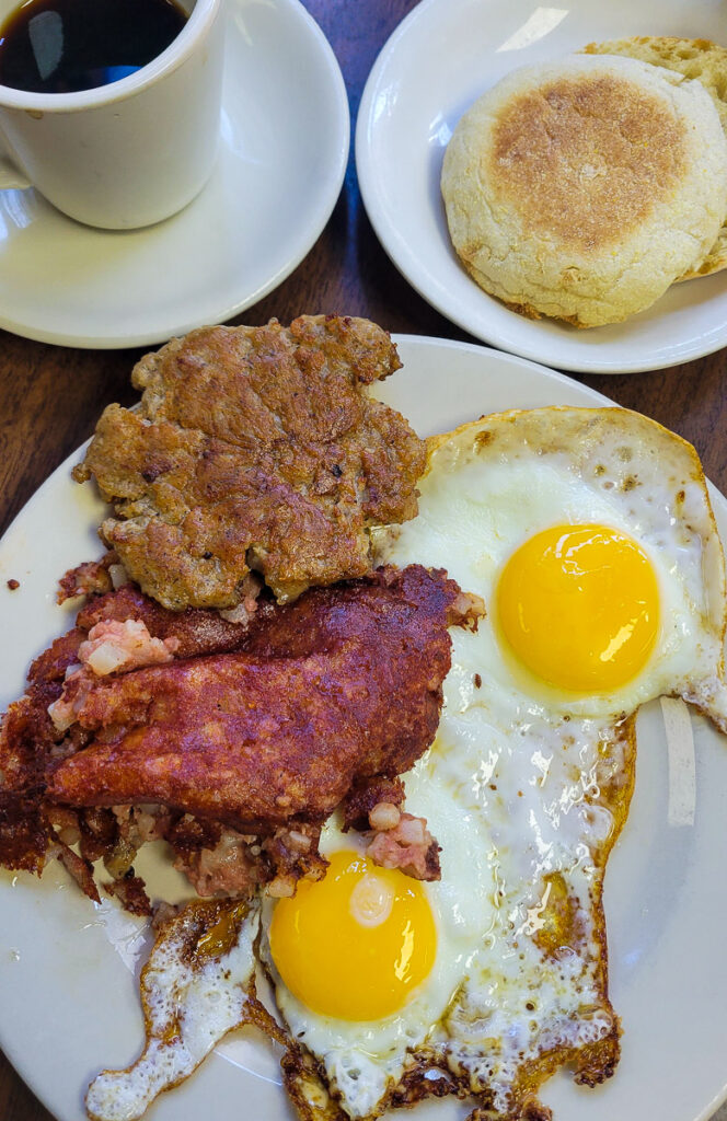 Ham and eggs breakfast