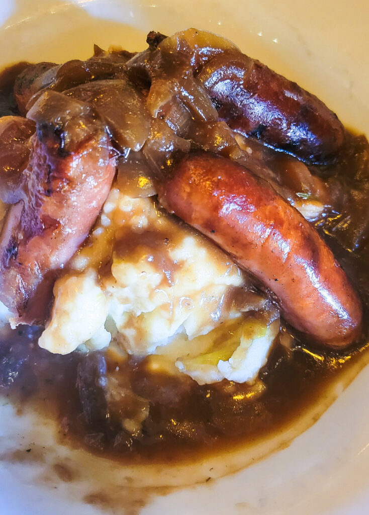 Sausages and mash on a plate