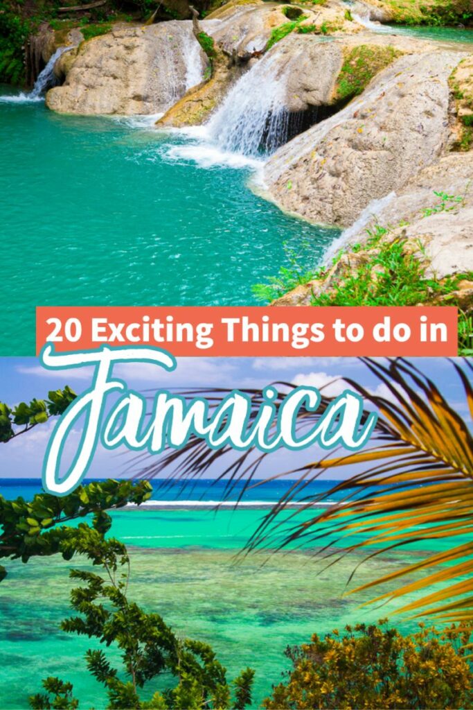 waterfall and aqua beaches in jamaica