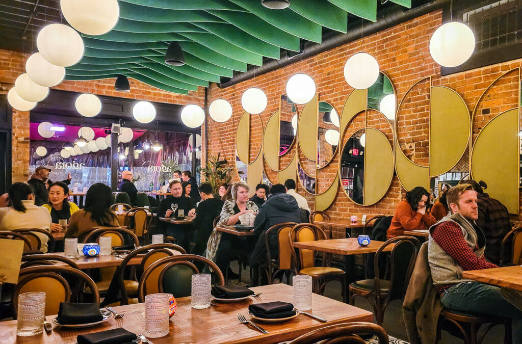 People dining in a Turkish restaurant