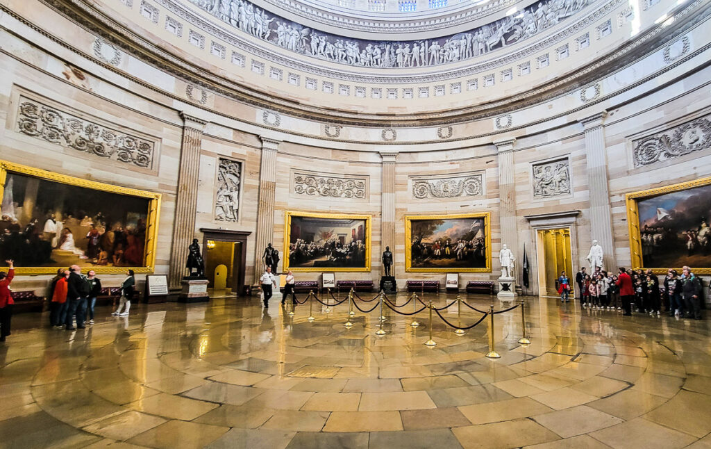 Round rotunda room inside the US Capitol Building in Washington DC