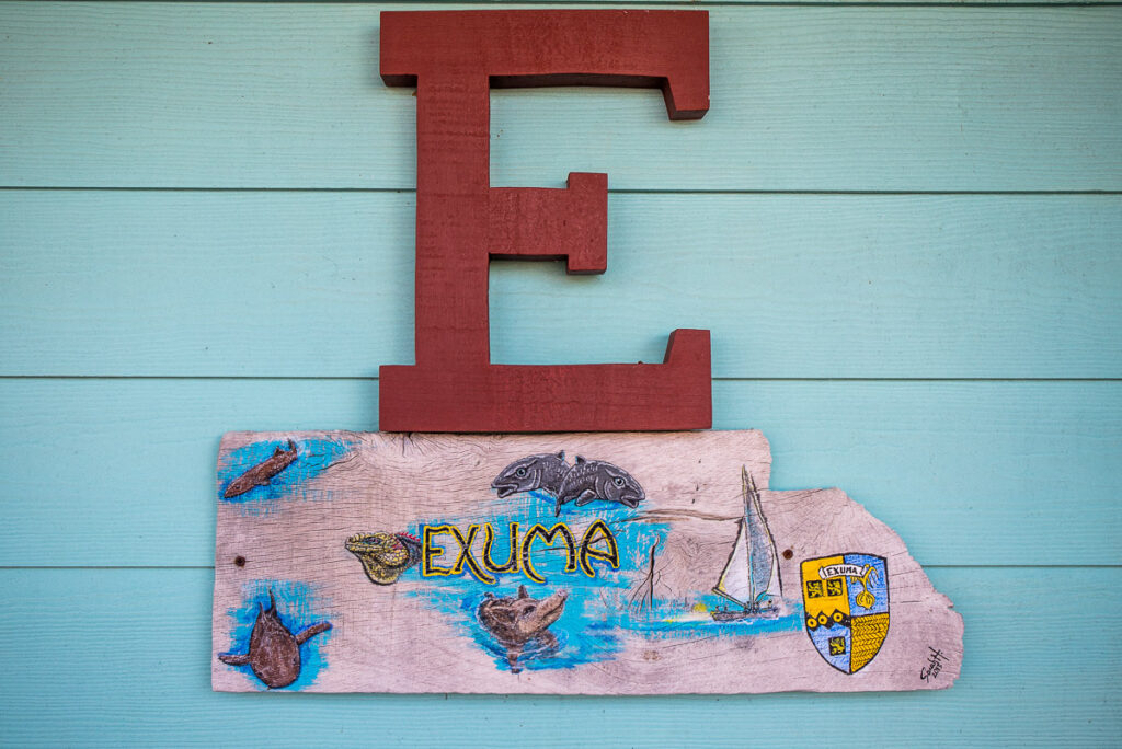 Letter E on the outside of a villa at a resort
