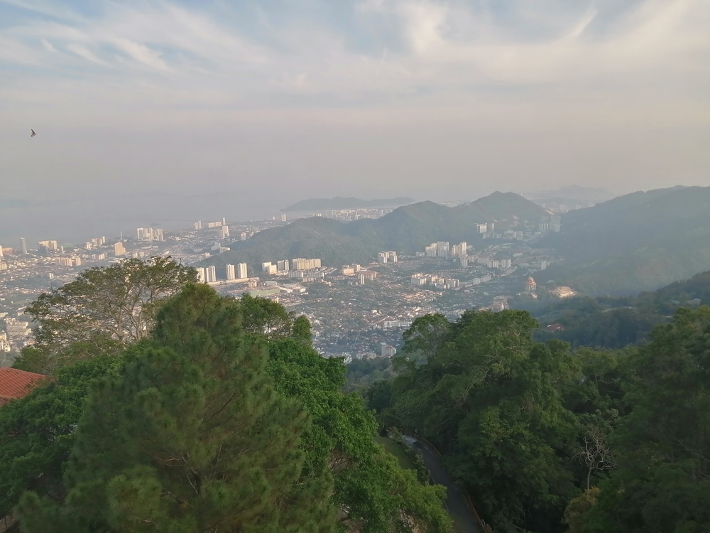 hazy views of george town from penang hill