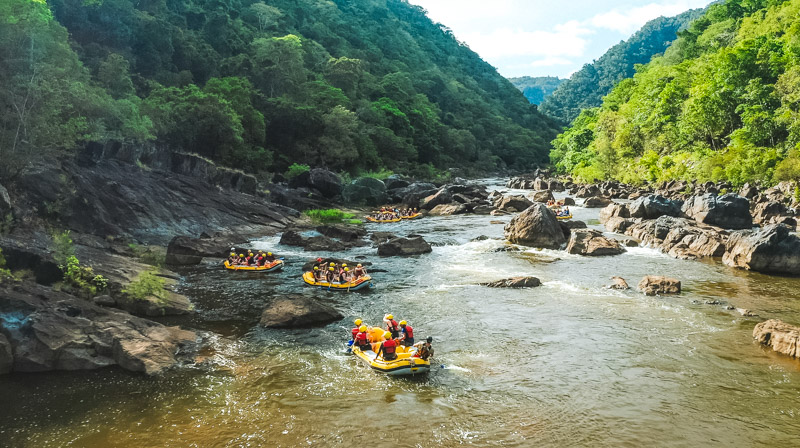 Aerial presumption    of a achromatic  h2o  rafting on  the Barron River