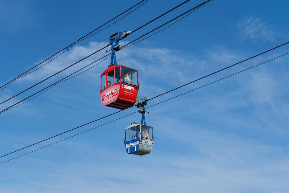 two gondolas in the air