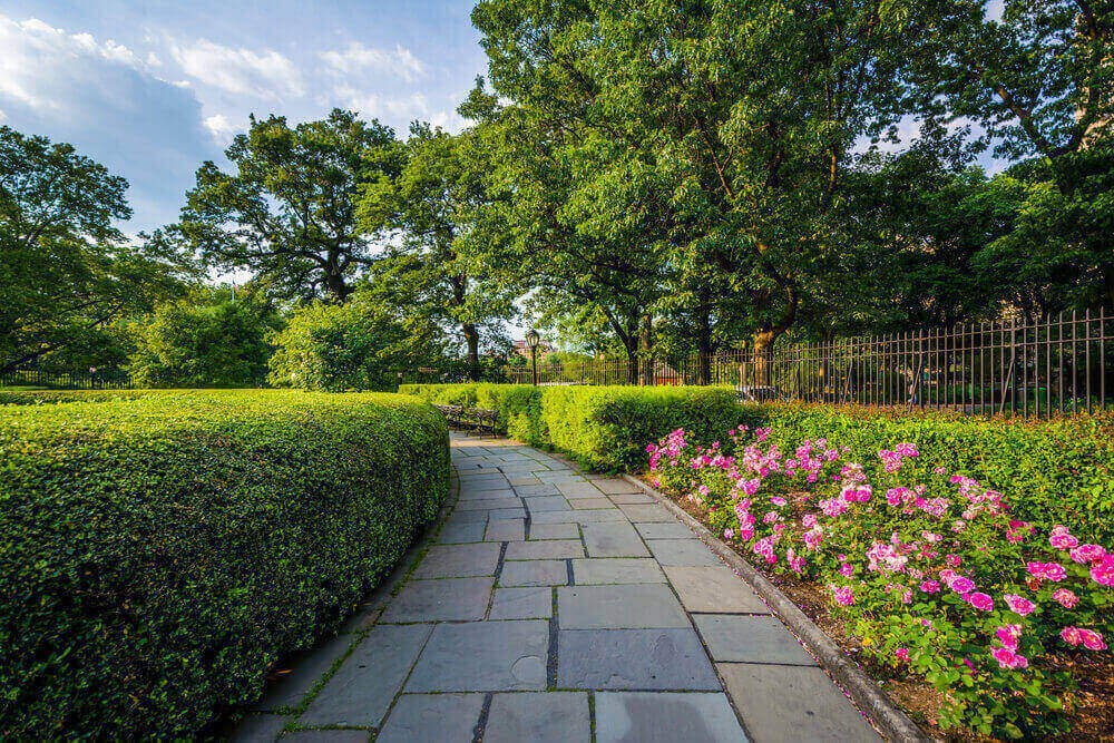 path winding through Conservatory Garden central park