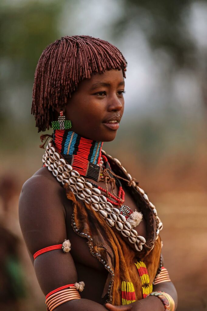 Ethiopian woman with beaded necktie
