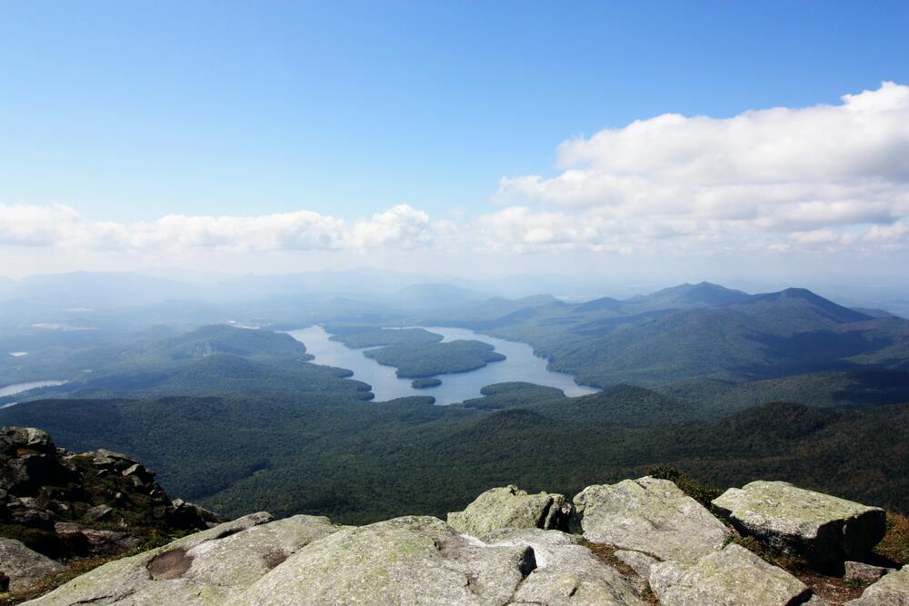 view of lake placid from the mountain top