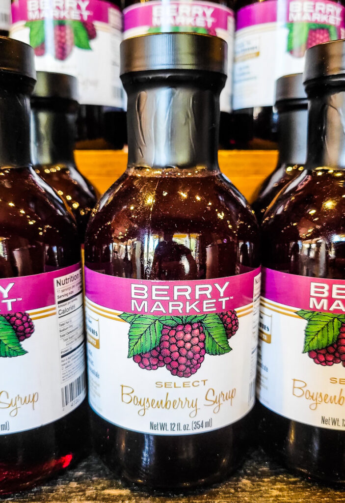 Jars of Boysenberry syrup for sale