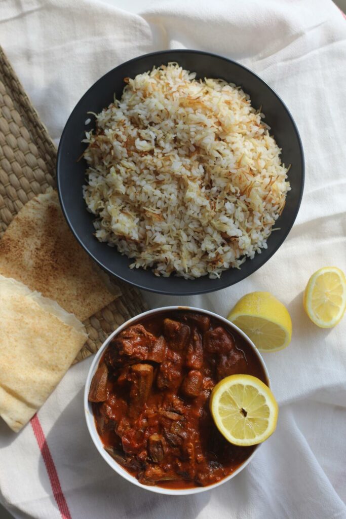bowl of egyptian rice and stew