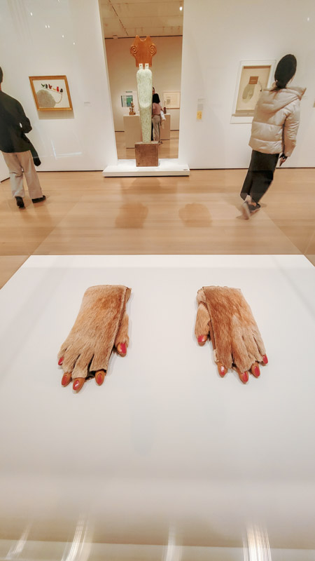 sculptured hands in display case