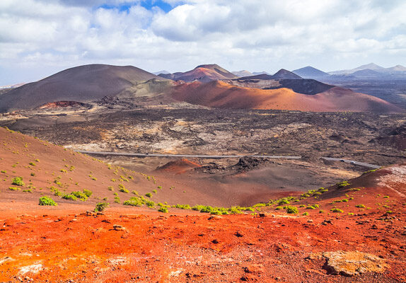 red dirt and peaks of the mountains of fire timanfaya canary islands