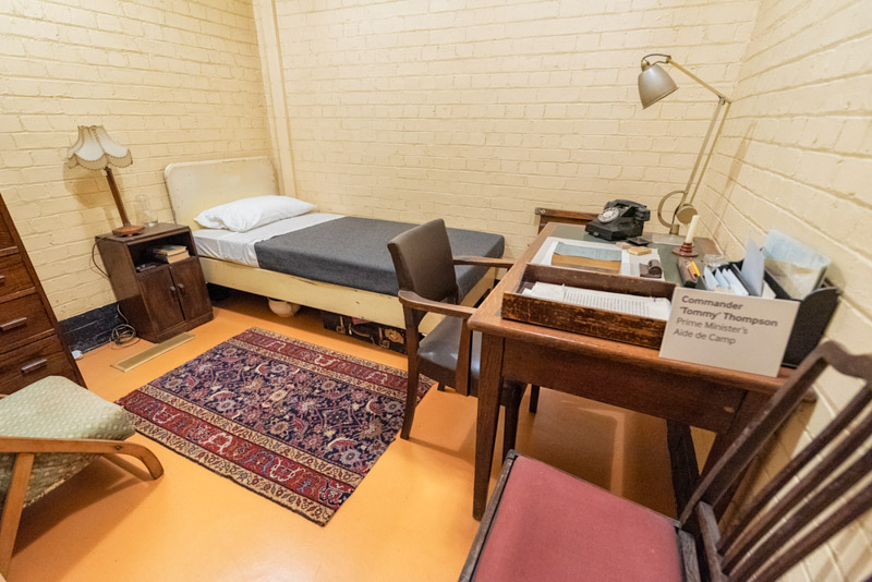 Interior view of the shelter which housed the Cabinet War Rooms during WW II. Today is part of the Churchill War Rooms Museum .
