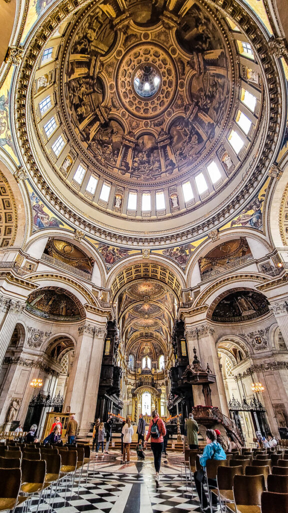 Exploring the inside of a cathedral, St Paul's, in London