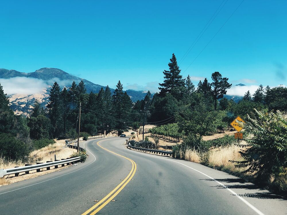 road going through the mountains
