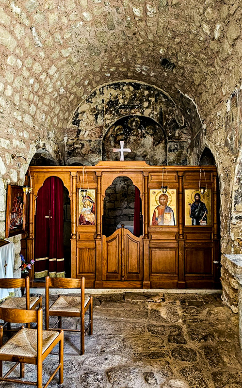 frescos and altar inside Agios Dimitrios Church
