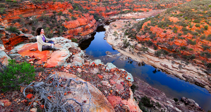 Lady relaxing and enjoying the view in the Kalbarri National Park