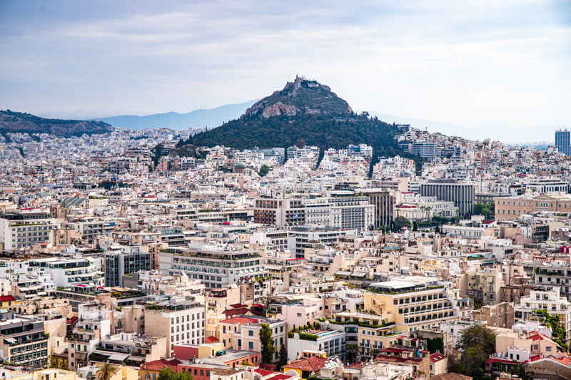view of Mount Lycabettus and athens city below