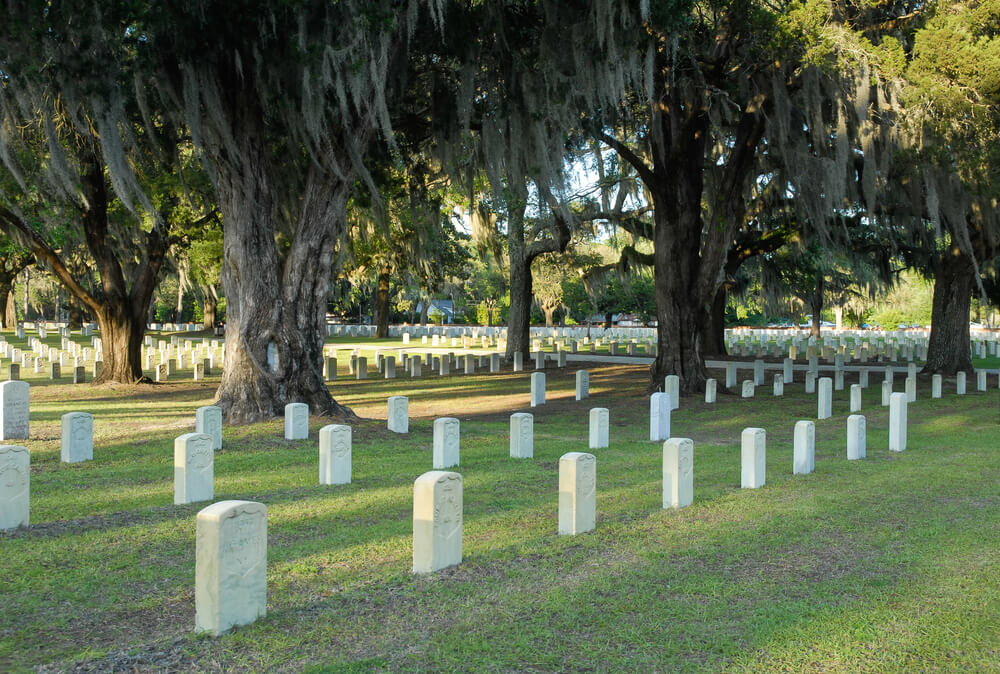 rows of graves in the old beaufort national cemetary