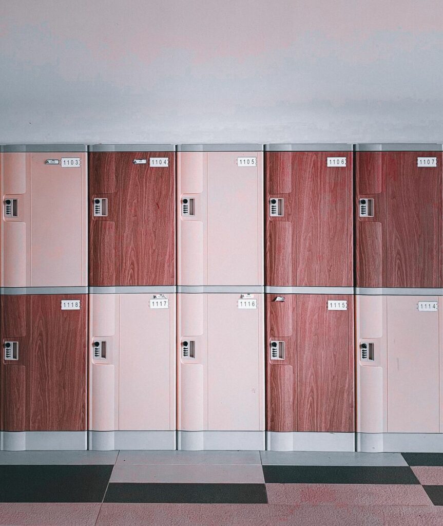 lockers against wall