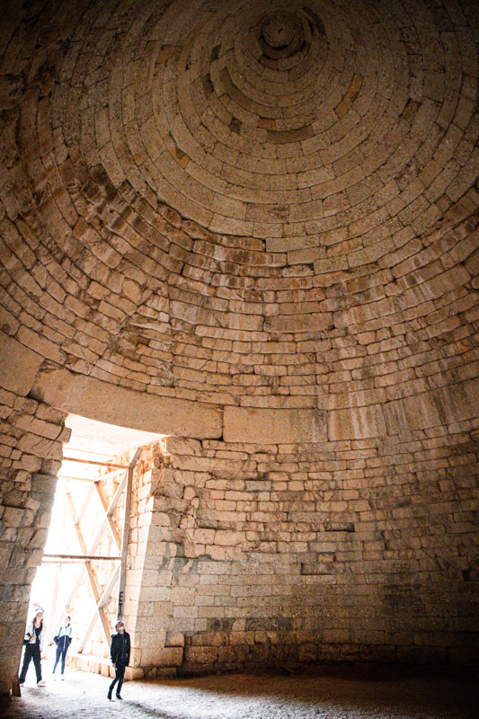 inside the beehive shaped tomb of King Agamemnon