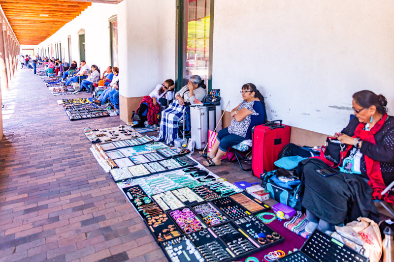 Native American market, Indian vendors selling their products in Santa Fe downtown